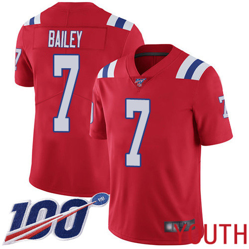 New England Patriots Football #7 Vapor Untouchable 100th Season Limited Red Youth Jake Bailey Alternate NFL Jersey->youth nfl jersey->Youth Jersey